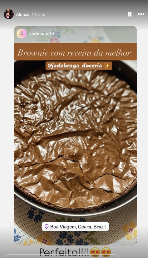 Brownie feito por aluna em Boa Viagem